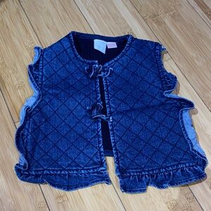 Zara Quilted Denim Blue Girls Vest